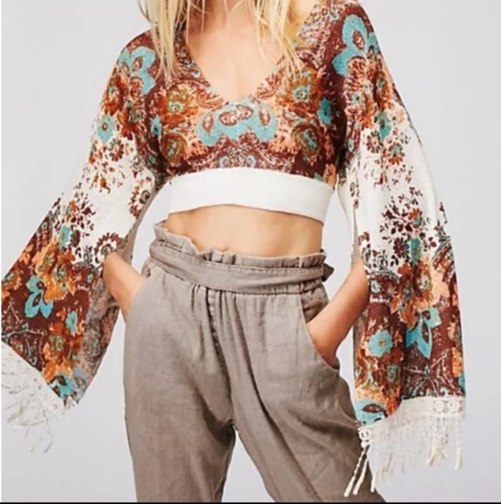 Free People Festival Woodstock Cropped Sweater M